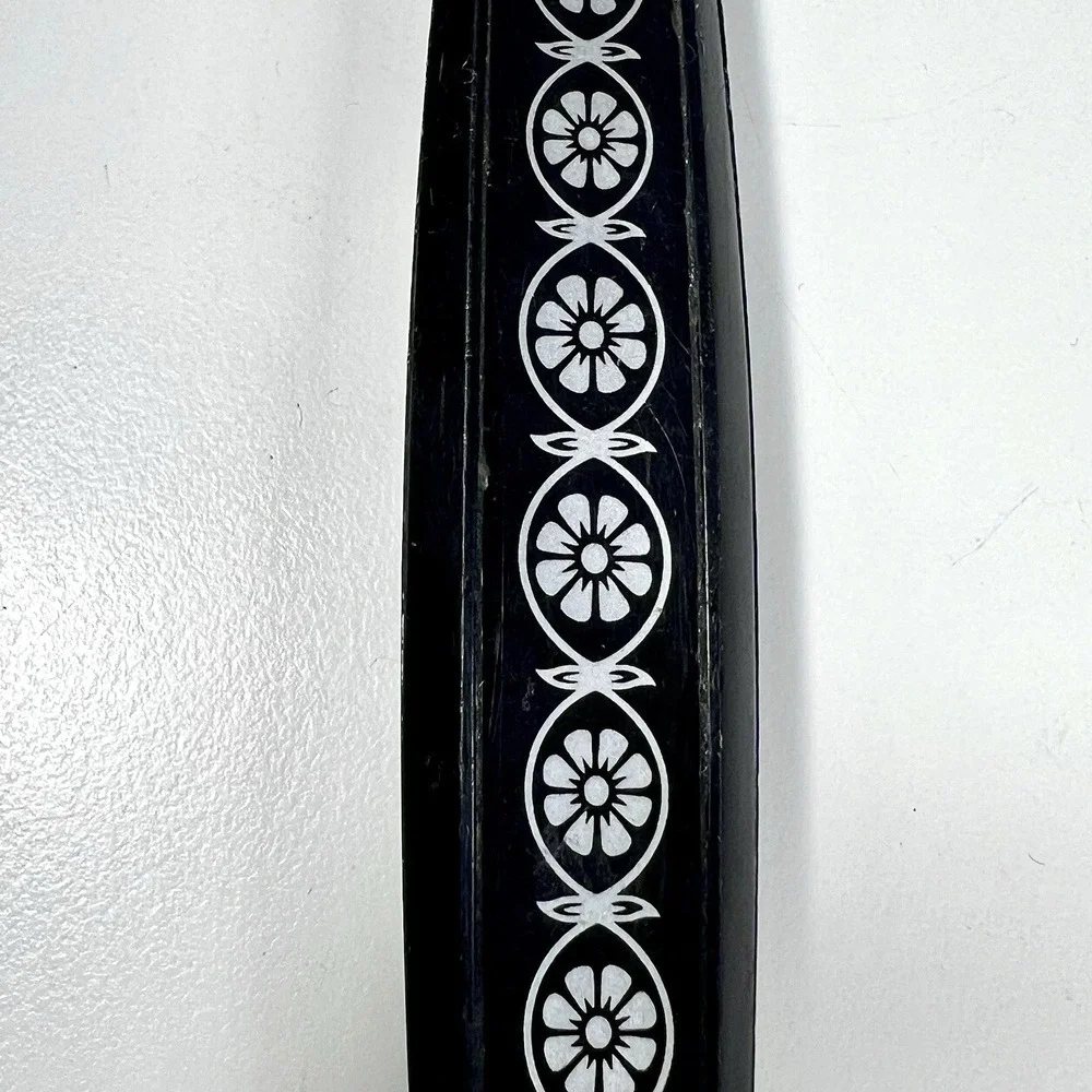Vintage EKCO Stainless Steel Meat Carving Fork Black Floral Handle MCM‎ 12